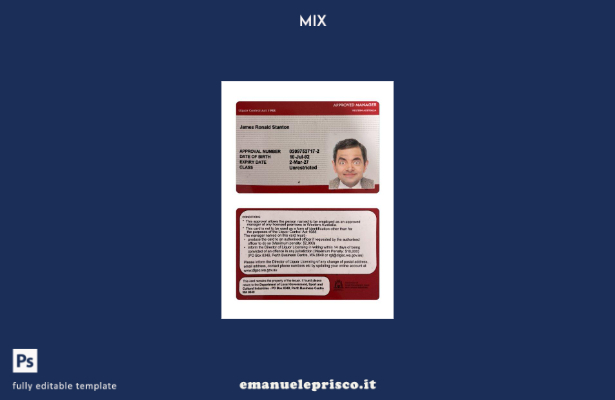 modello di carta di licenza manager approvato per l'Australia occidentale in sti